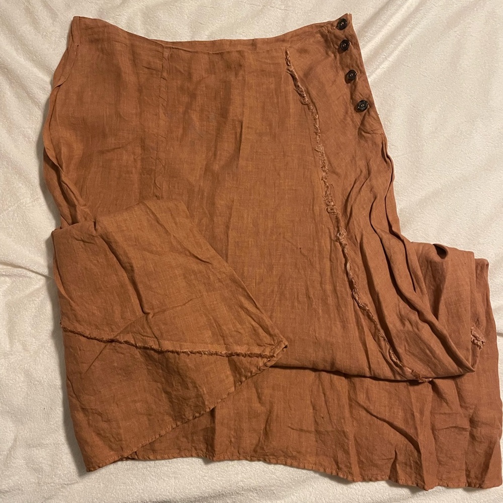 Brown linen skirt, long, large